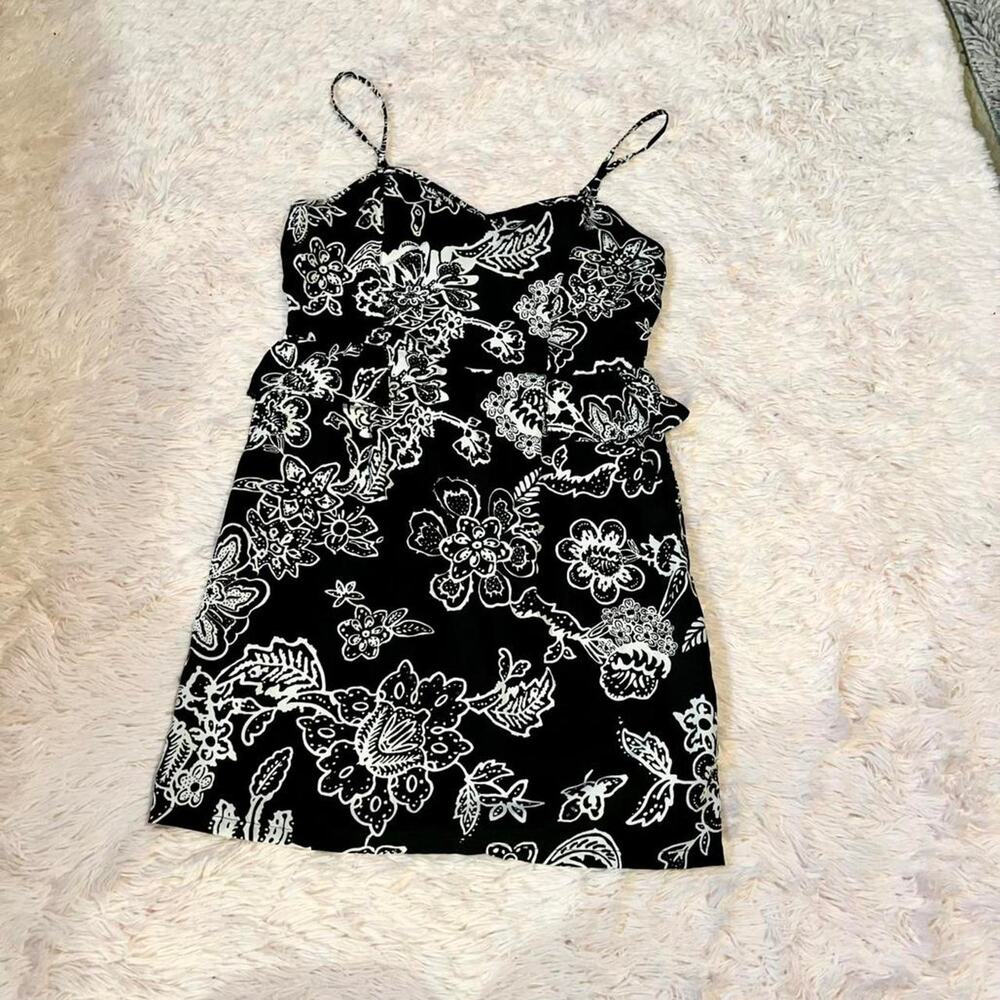 American Eagle Y2K‎ Monochrome Preppy Vaca Whimsygoth Peplum Ruffle Mini Dress